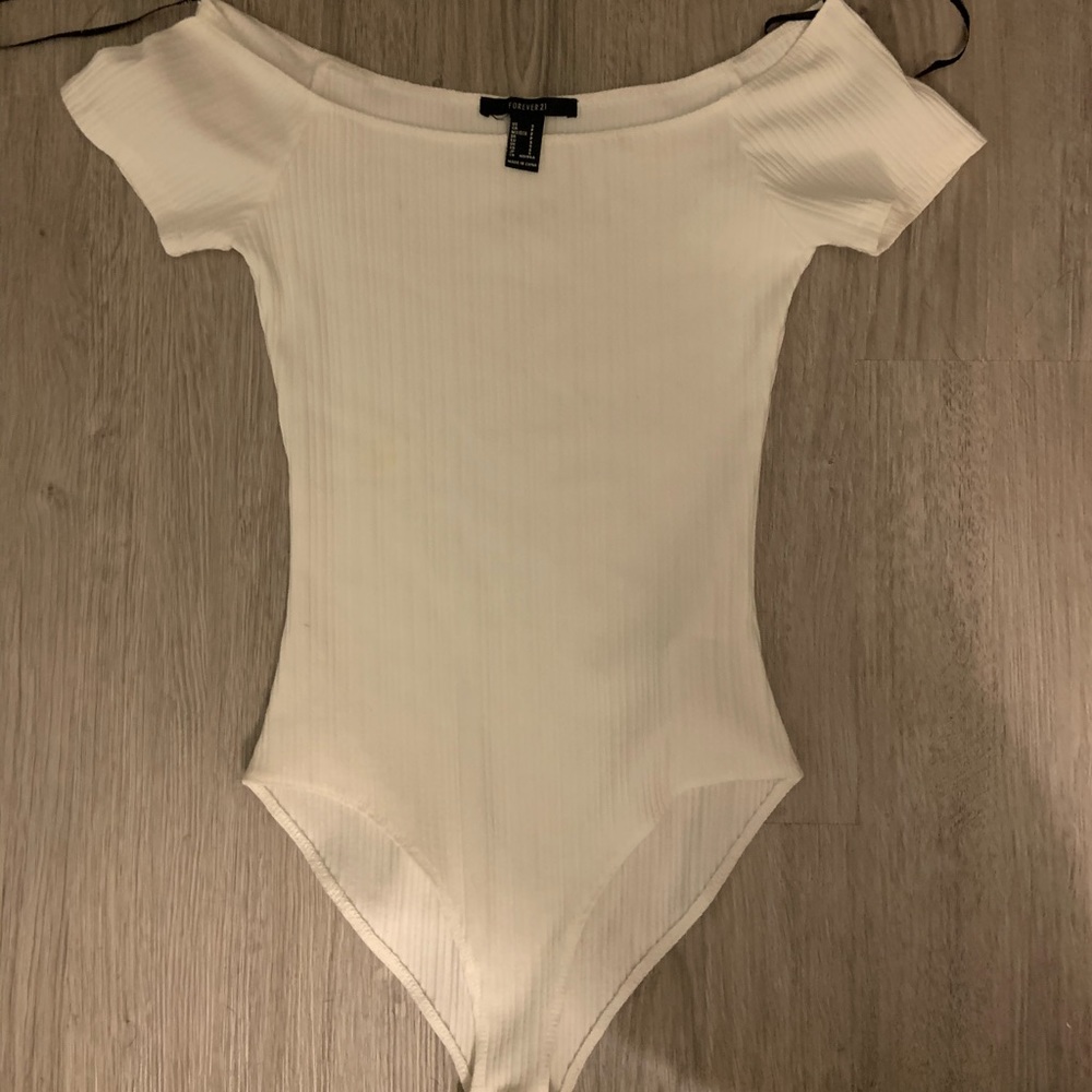white off the shoulder body suit